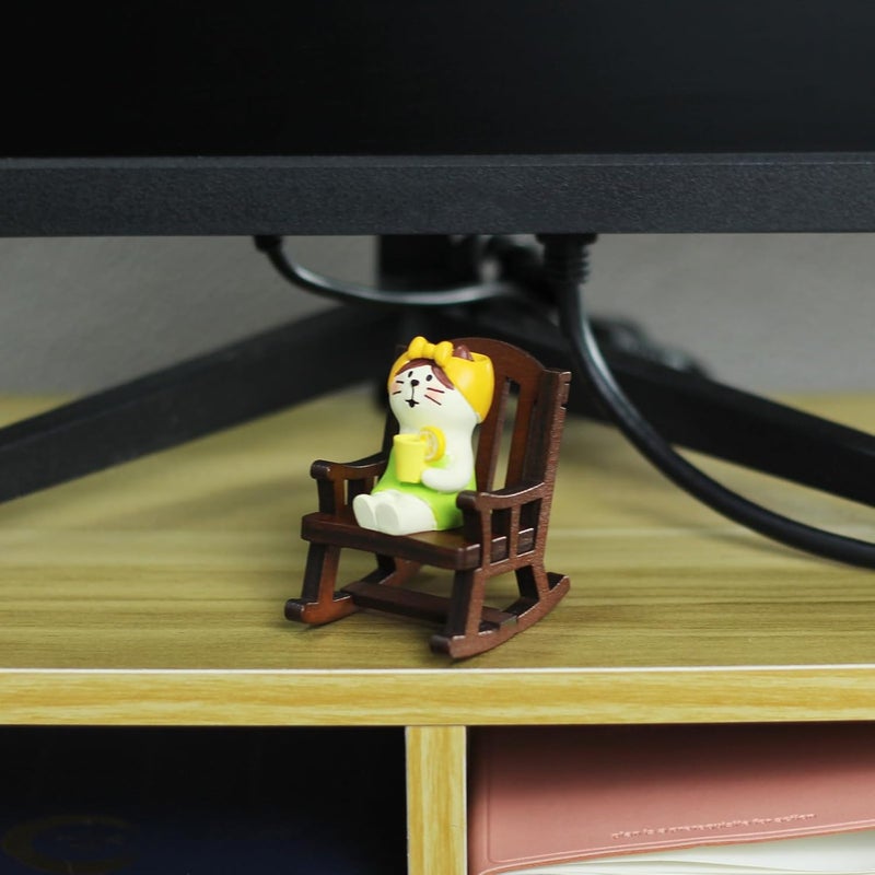 Mevodeata Cute Mini Cat Figurine with Rocking Chair - Resin Collectible Desk Decor, 1.5" Tiny Cat Statue for Home & Office - Gift for Cat Lovers - Image 3